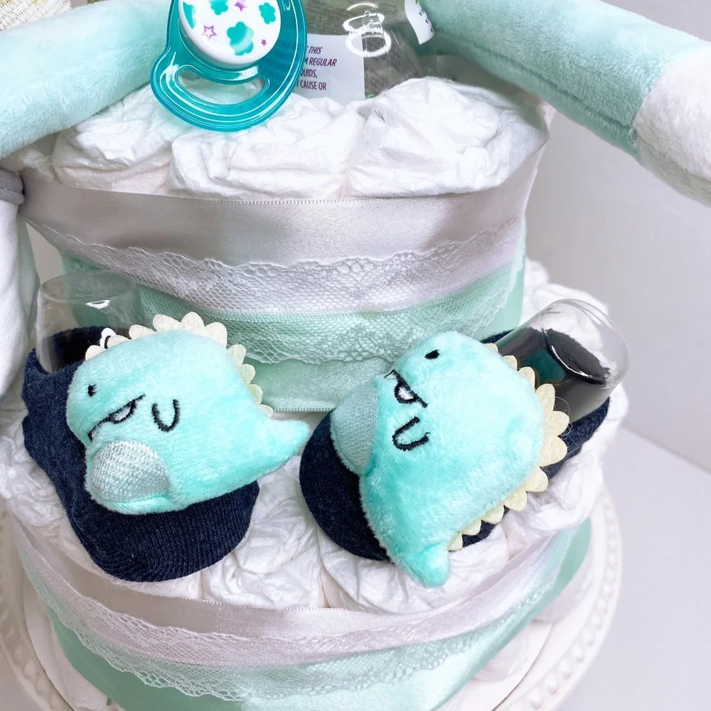 Dinosaur Diaper Cake, Boy Baby Gift